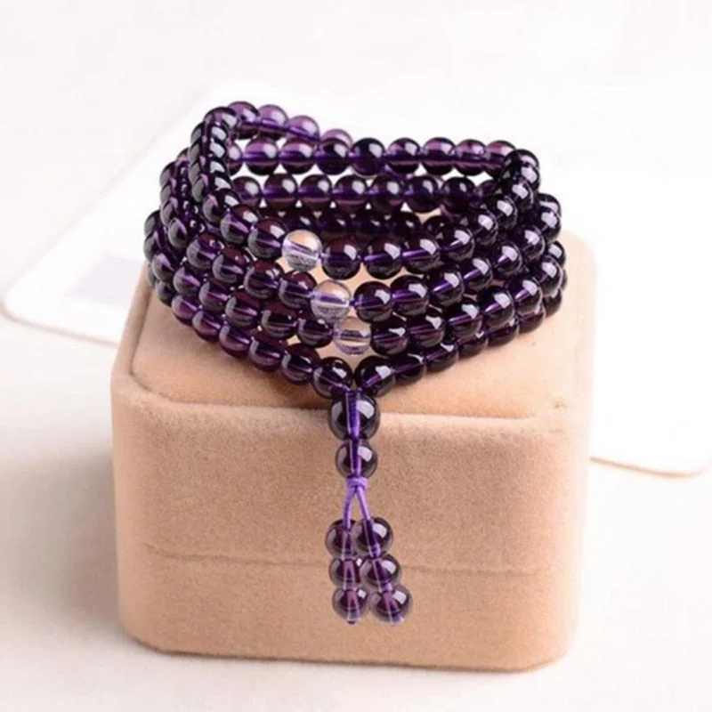 Stunning necklaces and pendants with chakra stones for healing and balance-Amethyst 108 Prayer Mala