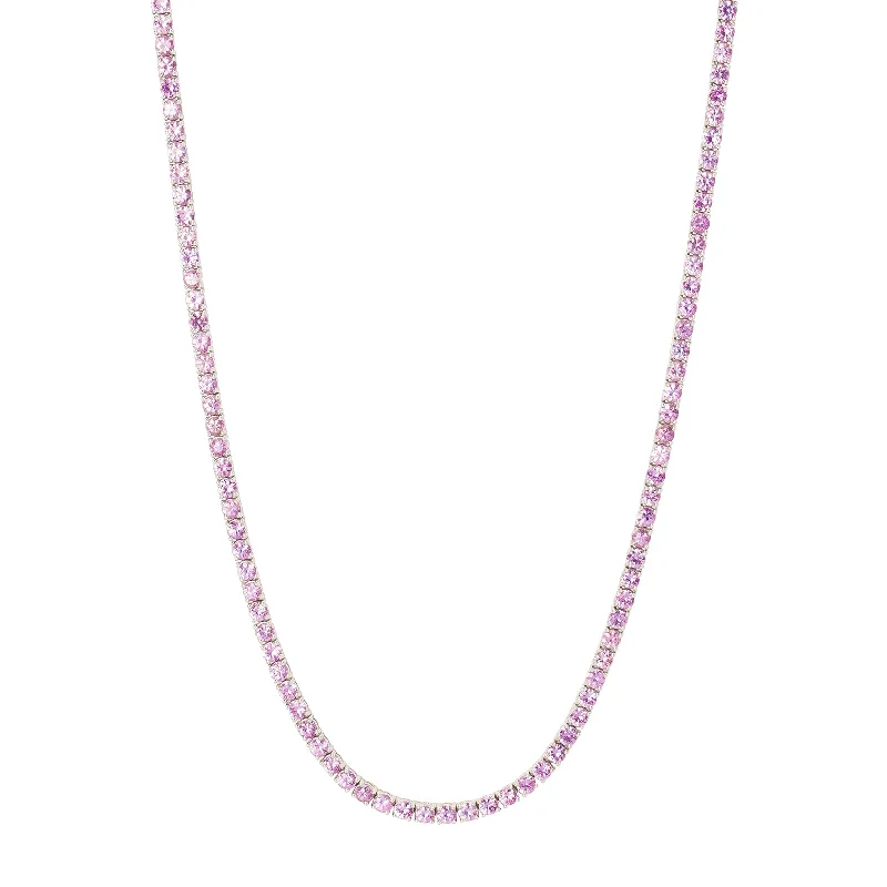 Stunning necklaces and pendants with birthstone pendants for a personal touch-Line Necklace - Pink Sapphire