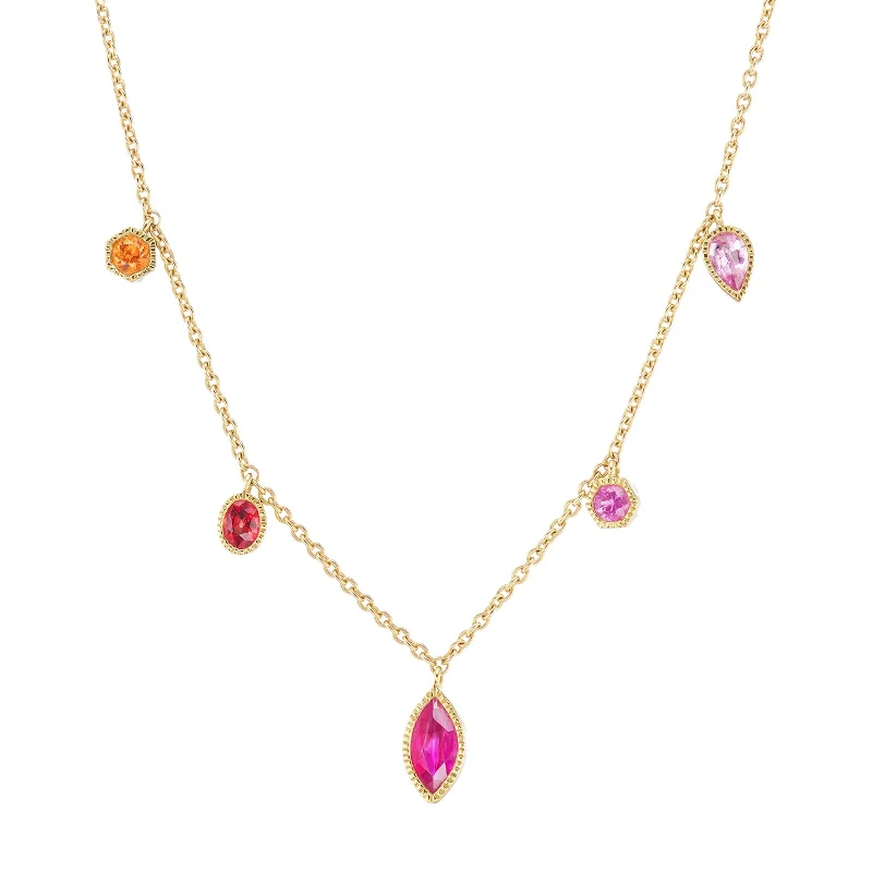 Stunning necklaces and pendants with sapphire gemstones for a luxurious blue hue-Lakshmi Dangle Necklace - Pink Sapphire