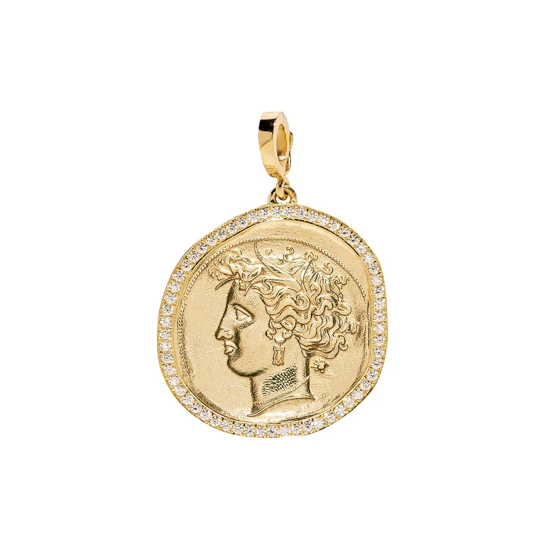 Personalized necklaces and pendants with coordinates for a meaningful location-based gift-Large Goddess Coin Charm