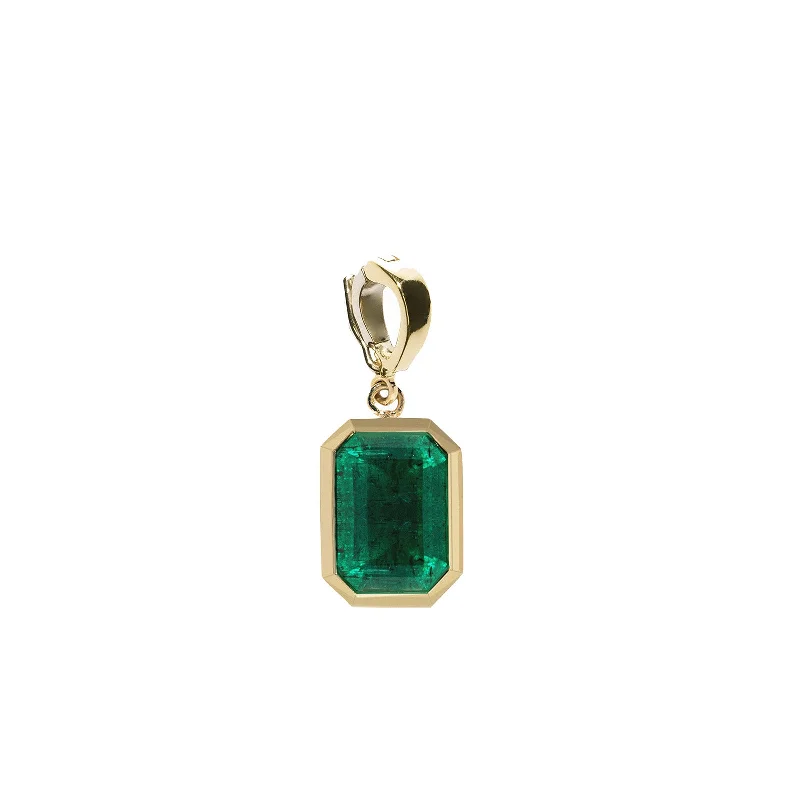 Necklaces and pendants with infinity love symbols for an eternal, romantic gesture-Large Bezel Emerald Charm