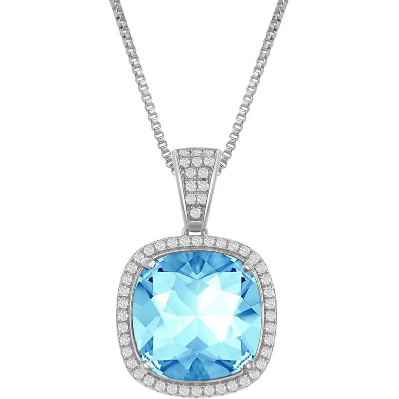 Best necklaces and pendants with adjustable chains for a customizable fit-Bellissima Women's Necklace - White CZ and Cushion Aqua Swarovski Element | BLK-8385