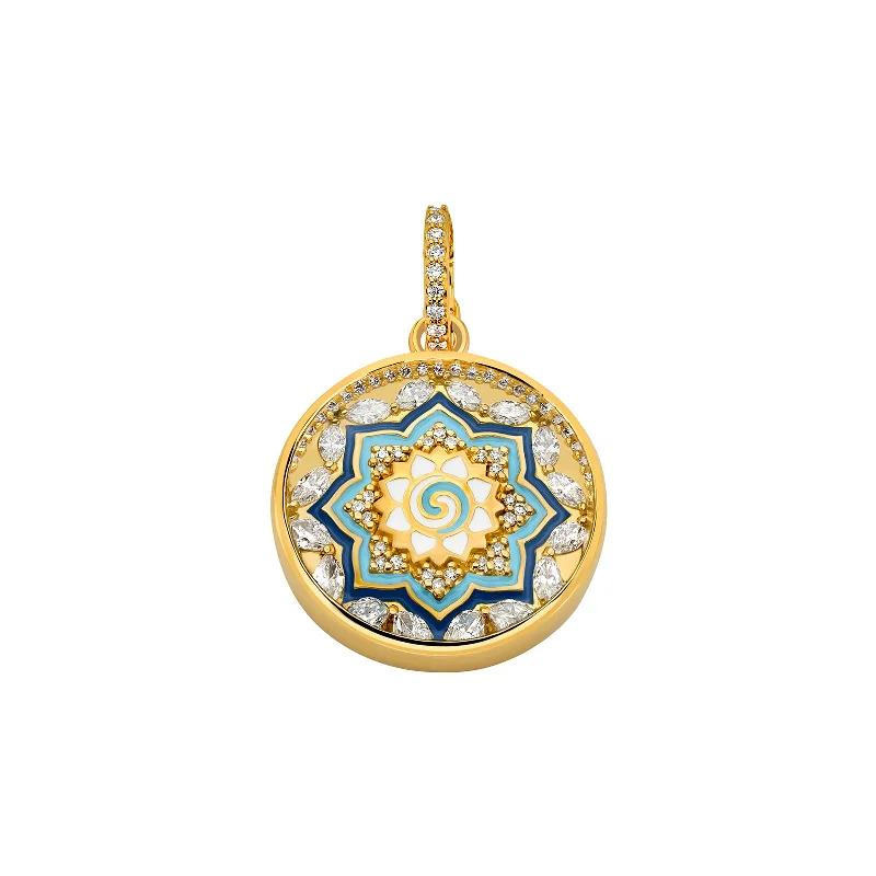 Necklaces and pendants with geometric pendants for a clean, contemporary design-Mandala Pendant - Sky Blue