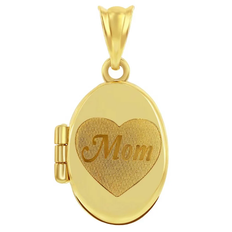 Best necklaces and pendants with layered designs for a chic, stacked look-Classic Gold+ Women's Locket - 14K Yellow Gold Heart 'Mom' Oval | 14J-204