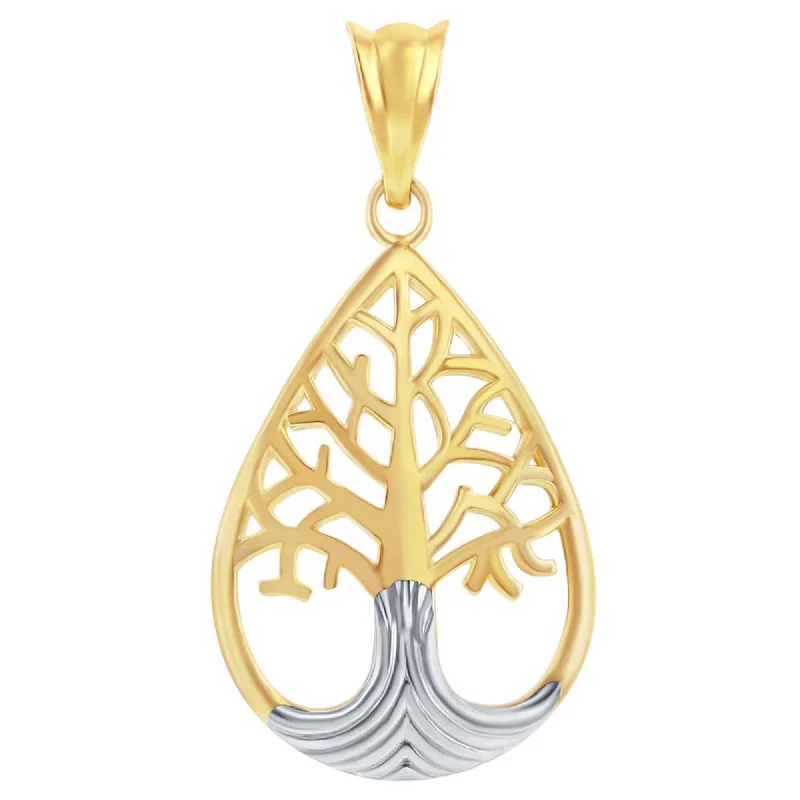 Elegant necklaces and pendants with onyx stones for a sleek, polished look-Classic Gold+ Women's Pendant - 14K Yellow and White Gold Tree of Life | 14J-210