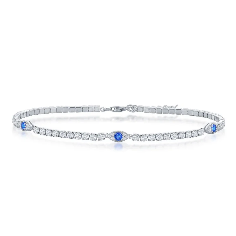 Best necklaces and pendants with minimalist pendants for a sleek, understated look-Classic Women's Anklet - Sterling Silver CZ Evil Eye Tennis | R-9279