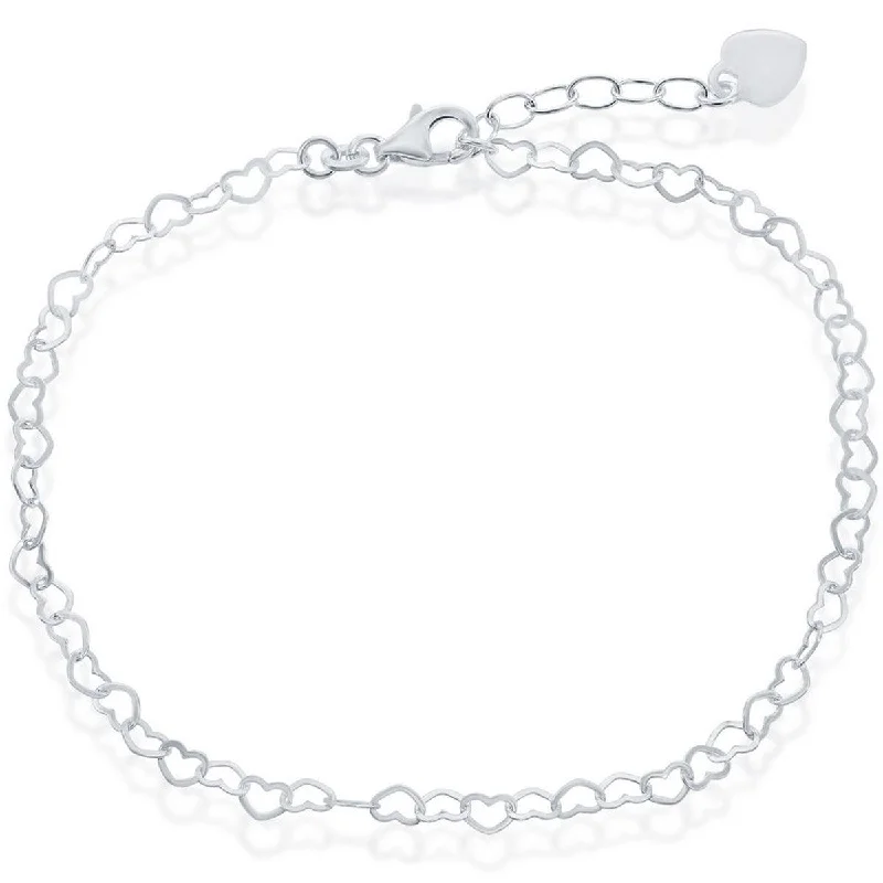 Necklaces and pendants with pearls for a classic and sophisticated touch-Classic Women's Anklet - Sterling Silver with Hanging Heart | R-9039-10