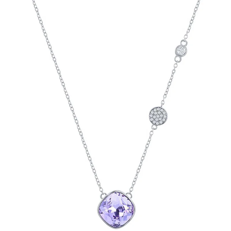 Best necklaces and pendants with glowing moonstone for an ethereal glow-Classic Women's Necklace - Round Shape Lavender and Smaller White CZ Stone | M-7088