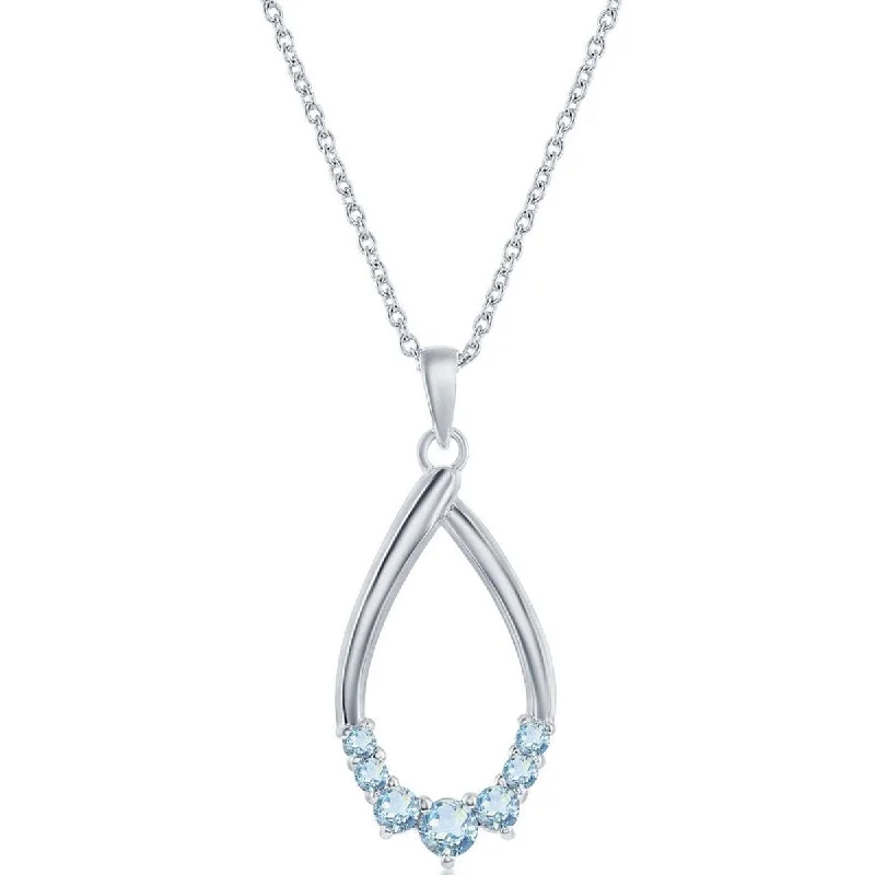 Stunning necklaces and pendants with amethyst gemstones for a calming effect-Classic Women's Necklace - Sterling Pear-shaped Sky Blue Topaz Gemstone | M-6950