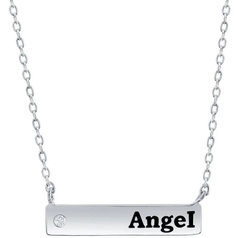 Best necklaces and pendants with zodiac signs for a celestial, astrology-inspired vibe-Classic Women's Necklace - Sterling Silver Bar and CZ Angel | M-6786