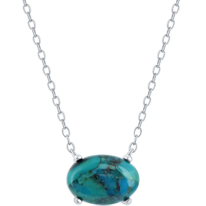 Necklaces and pendants with leaf-shaped designs for an earthy, organic feel-Classic Women's Necklace - Sterling Silver Oval Turquoise | M-6847