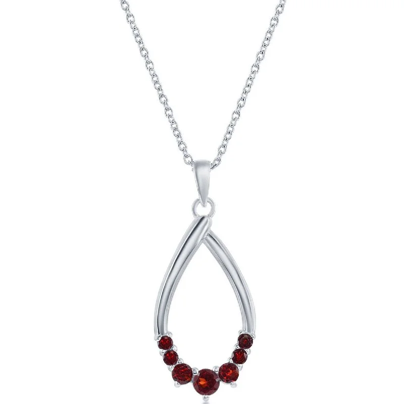 Necklaces and pendants with crescent moon designs for a celestial and mystical feel-Classic Women's Necklace - Sterling Silver Pear-shaped Garnet Gemstone | M-6948