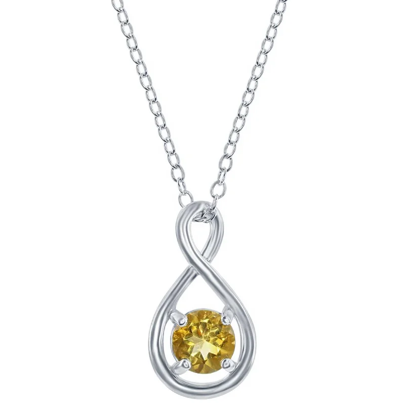 Elegant necklaces and pendants with infinity symbols for timeless designs-Classic Women's Necklace - Sterling Silver Round 5mm Citrine Infinity Design | M-6974