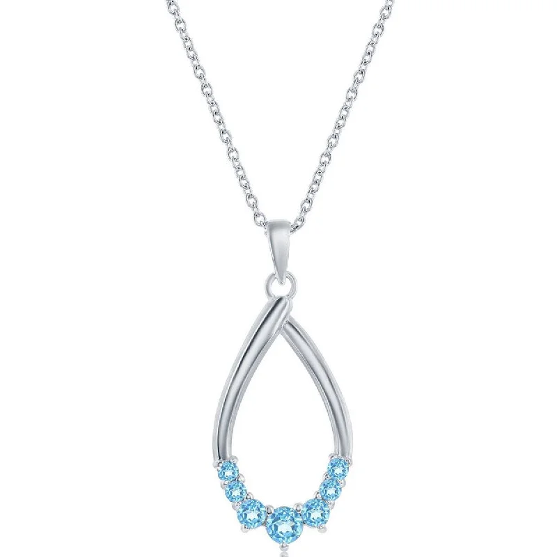 Best necklaces and pendants with gemstone clusters for a bold and colorful effect-Classic Women's Necklace - Sterling Silver Swiss Blue Topaz Pear-shaped | M-6983