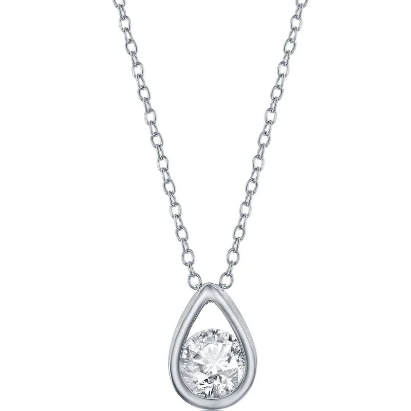 Best necklaces and pendants with intertwined designs for a symbol of unity-Classic Women's Necklace - Sterling Silver White Topaz Birthstone Pear-shaped | M-6891