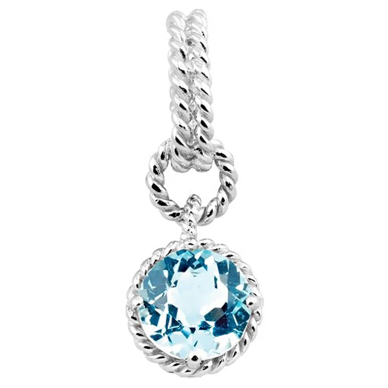 Best necklaces and pendants with intricate filigree for vintage-inspired elegance-Classic Women's Pendant - SS Round Blue Topaz Gemstone Twisted Wire Circle | K-5648