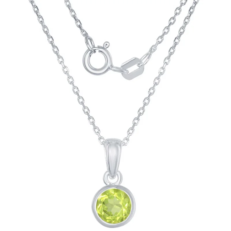 Best necklaces and pendants with gemstone clusters for a bold and colorful effect-Classic Women's Pendant with Chain - August Peridot Bezel Set | K-7017-PD