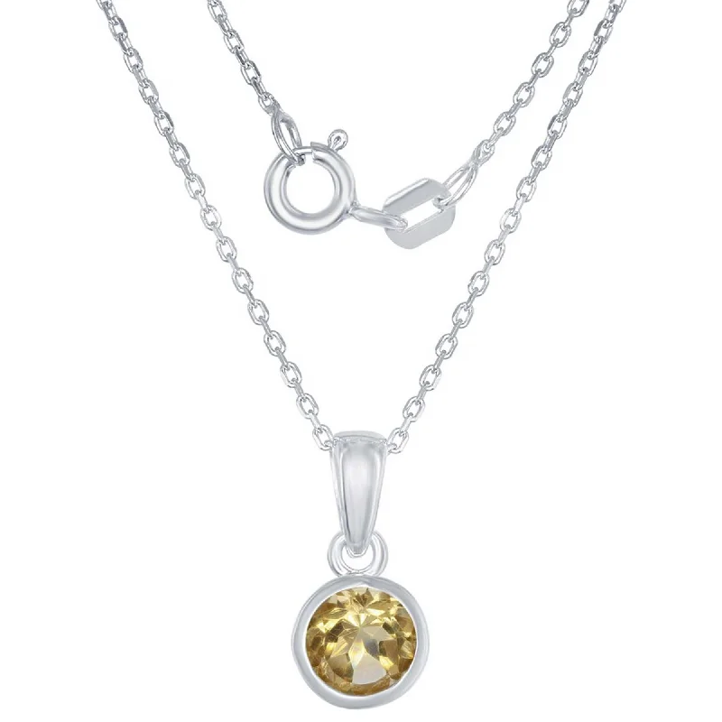 Trendy necklaces and pendants with statement pieces for a bold fashion statement-Classic Women's Pendant with Chain - November Citrine Bezel Set | K-7017-CT