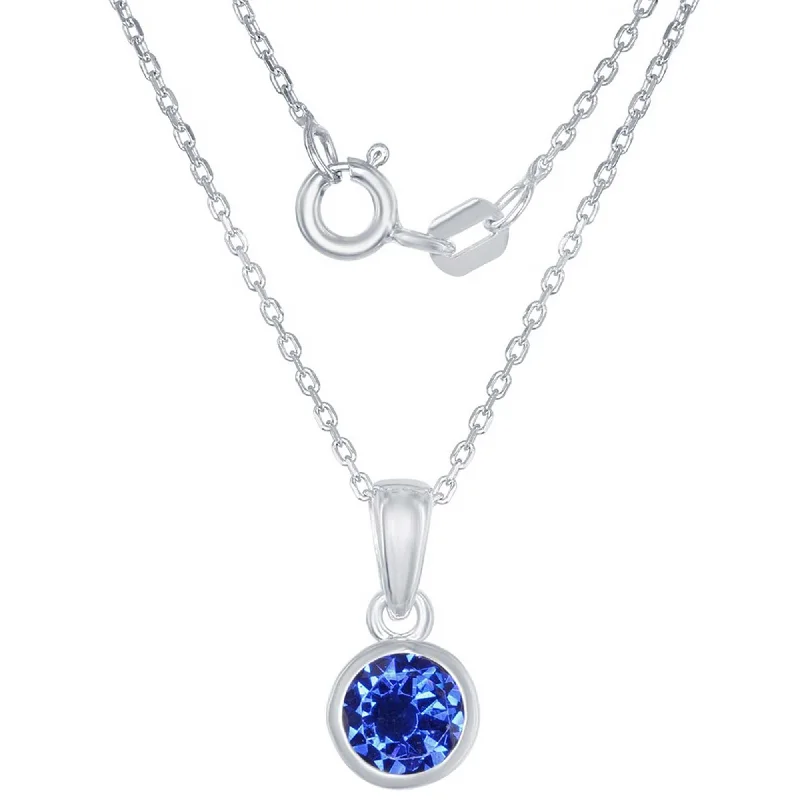 Best necklaces and pendants with opal gemstones for an iridescent glow-Classic Women's Pendant with Chain - September Created Sapphire | K-7017-SP