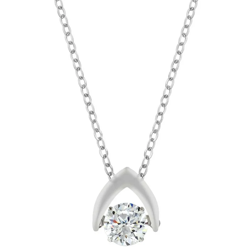 Necklaces and pendants with diamond pendants for a luxurious sparkling effect-Classic Women's Pendant with Chain - Sterling Silver Shimmering Dancing CZ | K-6600