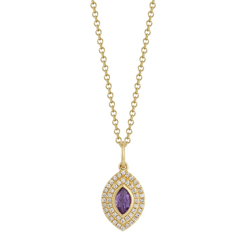 Beautiful necklaces and pendants with tree branch motifs for a nature-inspired design-Marquise Amethyst Gem Necklace