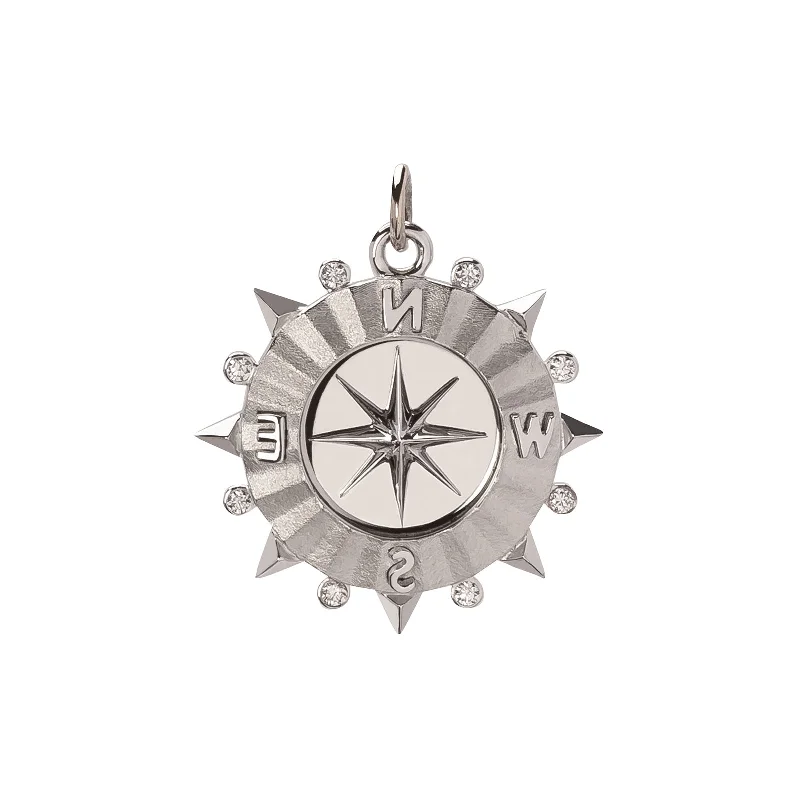 Best necklaces and pendants with layered designs for a chic, stacked look-Medium Internal Compass Medallion - White Gold