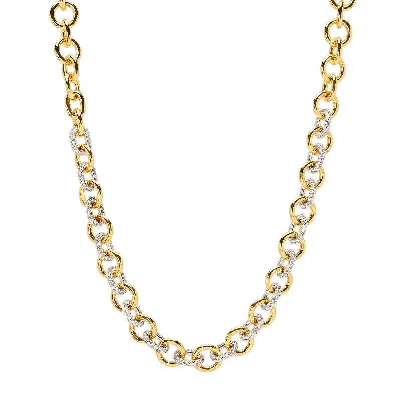 Necklaces and pendants with enamel accents for a colorful, eye-catching appearance-Midsized Mixed Link Chain - Pave Diamond