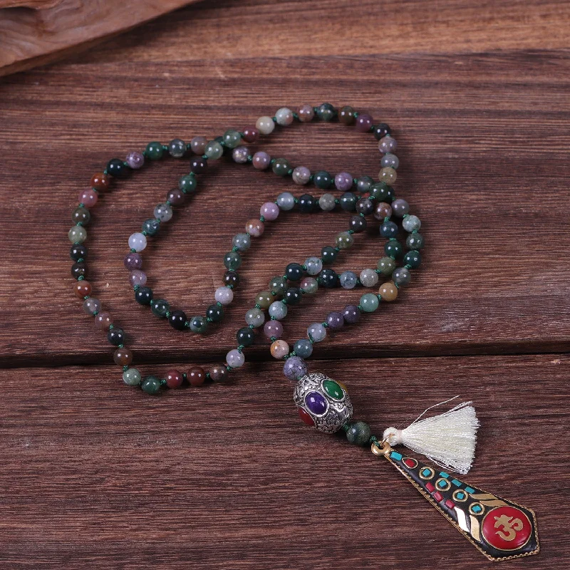 Necklaces and pendants with abstract shapes for a modern, creative appearance-Indian Agate Sage Necklace