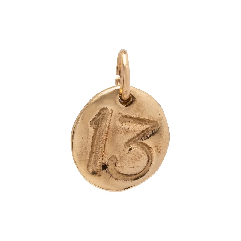 Trendy necklaces and pendants with geometric shapes for a modern aesthetic-Large Thirteen Pendant - Yellow Gold