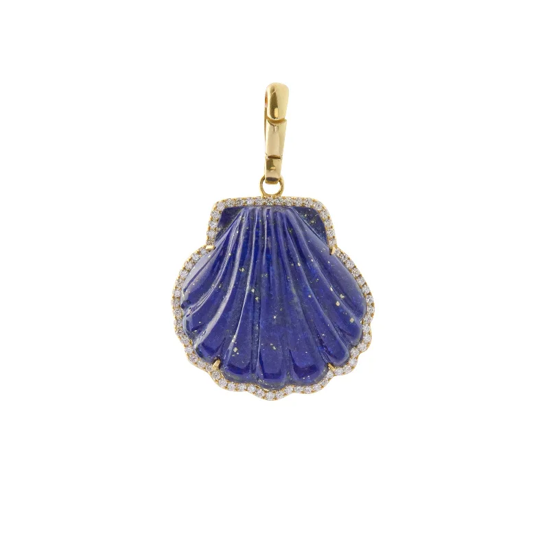 Unique necklaces and pendants with tree of life motifs for nature-inspired elegance-Lapis Carved Shell Pendant