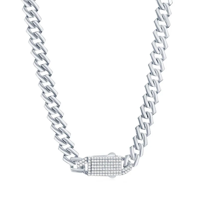 Best necklaces and pendants with vintage coin pendants for a unique accessory-Links Of Italy Women's Chain - Sterling Silver Micro Pave CZ Lock Monaco | Q-5730-7.5