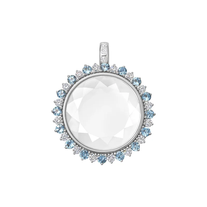 Stylish necklaces and pendants with diamonds for a glamorous and elegant look-Miasol Aquamarine Locket - White Gold