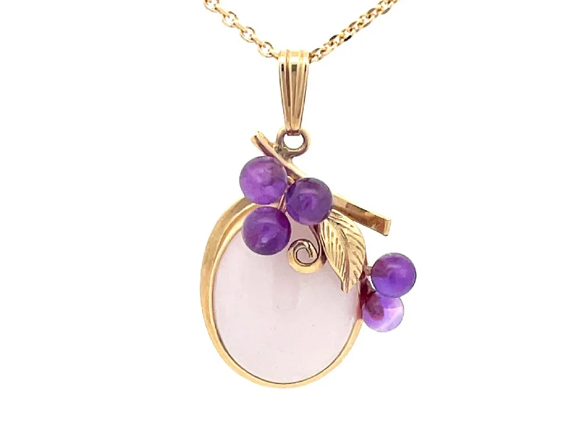 Best necklaces and pendants with turquoise stones for a vibrant boho-chic look-Mings Lavender Jade and Purple Amethyst Necklace in 14k Yellow Gold