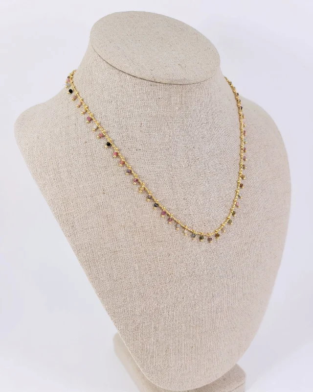 Best necklaces and pendants with opal and gold for a vibrant, luxurious contrast-Tourmaline Trimmed Necklace