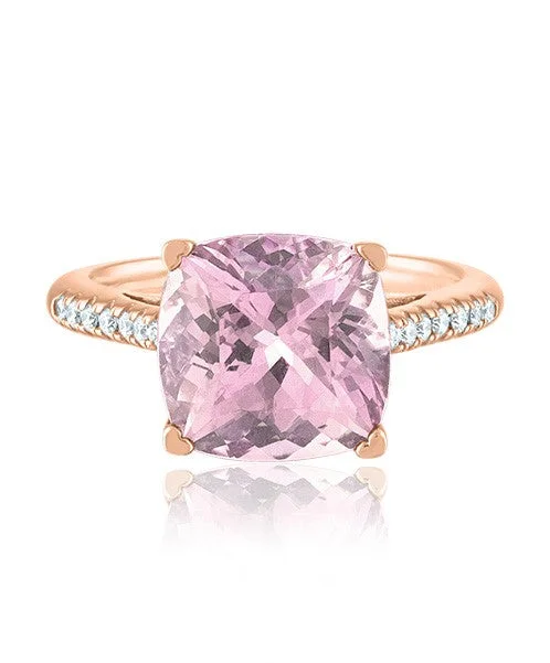 Women’s rings with intricate mandala engravings -Morganite Ring with Diamonds