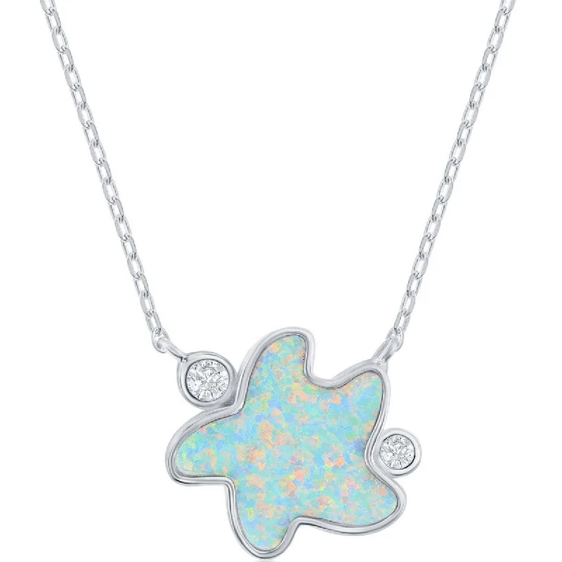 Best necklaces and pendants with art deco elements for a vintage, glamorous design-Opalata Women's Necklace - Sterling Silver White Inlay Opal and CZ Starfish | M-6860