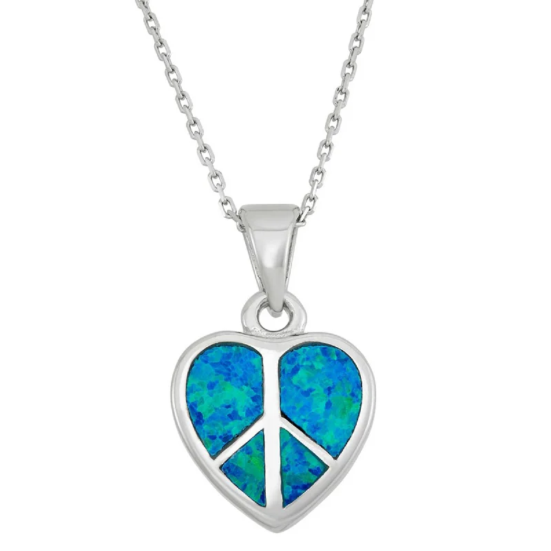 Best necklaces and pendants with heart-shaped lockets for a sentimental keepsake-Opalata Women's Pendant Sterling Silver Blue Inlay Opal Peace Sign Heart | K-5241