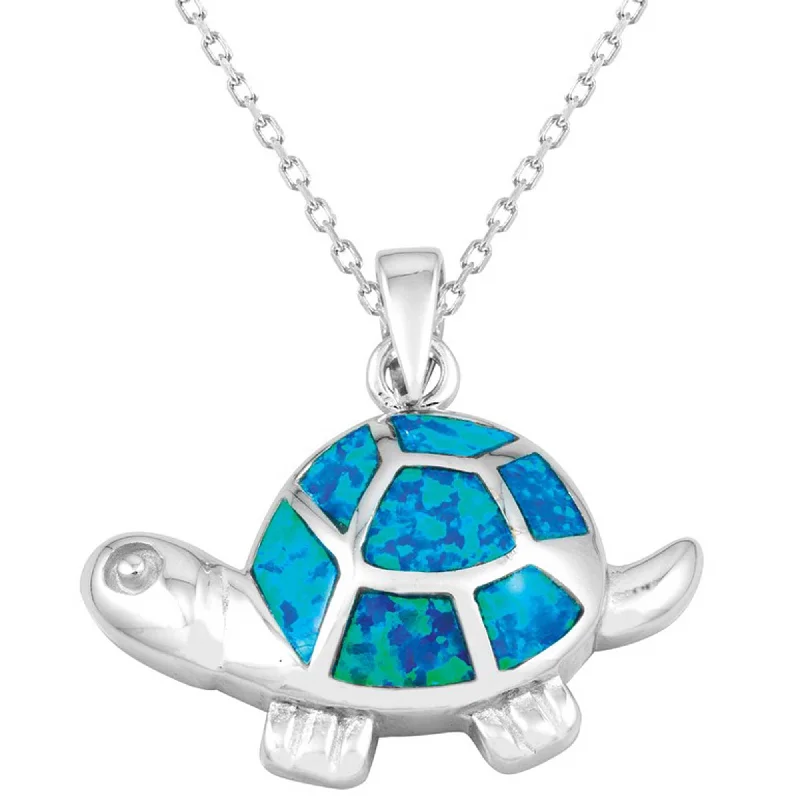 Best necklaces and pendants with rose gold for a warm and romantic appeal-Opalata Women's Pendant - Sterling Silver Blue Inlay Opal Tortoise | K-5243