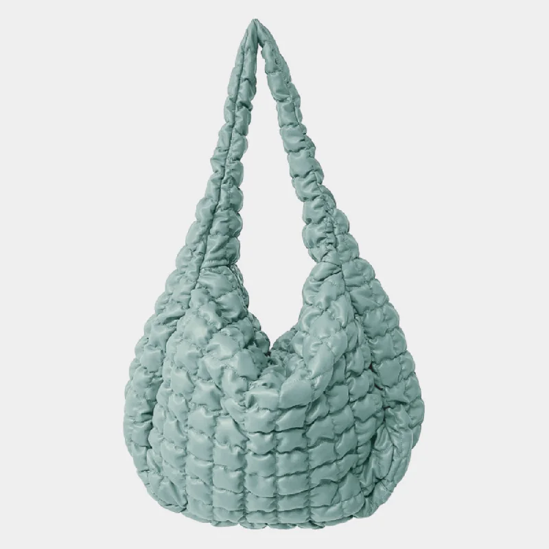 Necklaces and pendants with leaf-shaped designs for an earthy, organic feel-Oversized Quilted Vegan Puffer Tote Mint