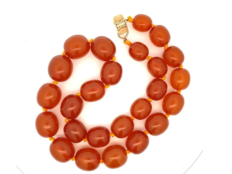 Best necklaces and pendants with seashell designs for a tropical, beachy vibe-Rare Mings Hawaii Large Amber Bead Strand Necklace 23"