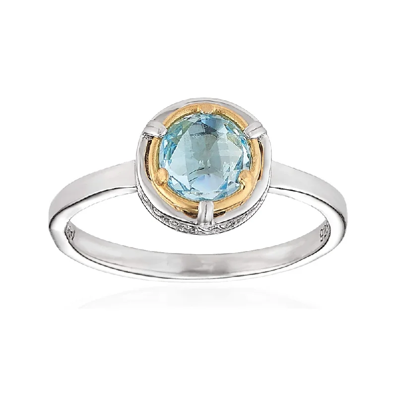 Women’s rings with lotus-inspired sapphire bands -Petite Blue Topaz Ring with 18k Gold Vermeil