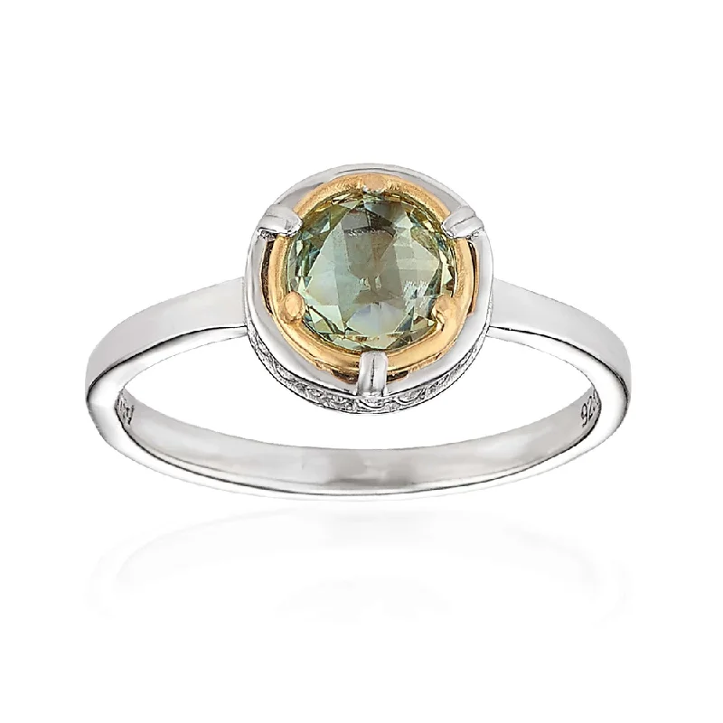 Women’s rings with sleek hematite for sheen -Petite Green Amethyst Ring with 18k Gold Vermeil