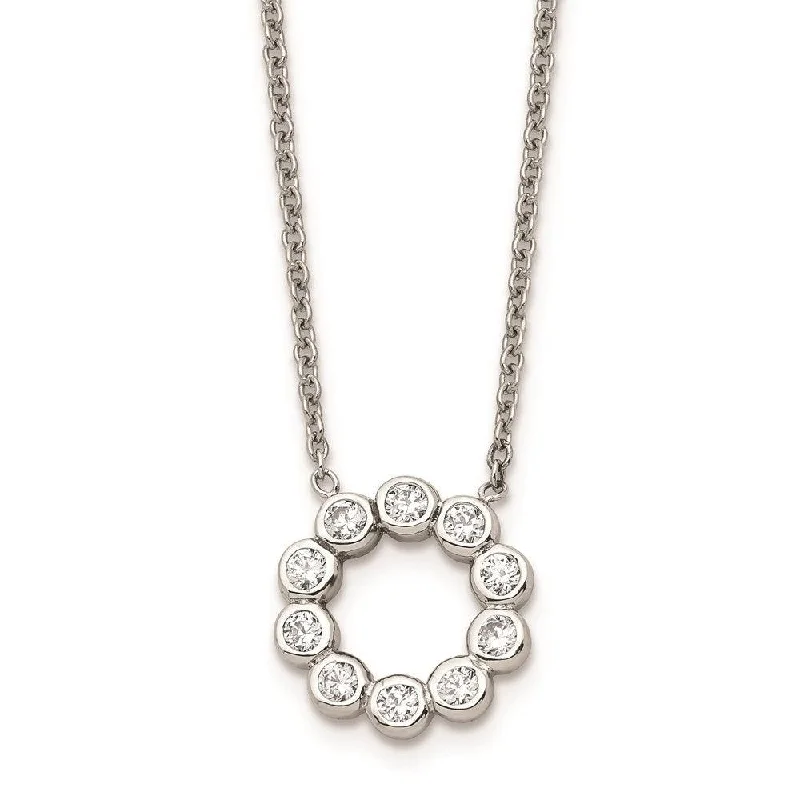 Beautiful necklaces and pendants with diamond-encrusted designs for maximum sparkle-Stainless Steel Polished CZ Necklace