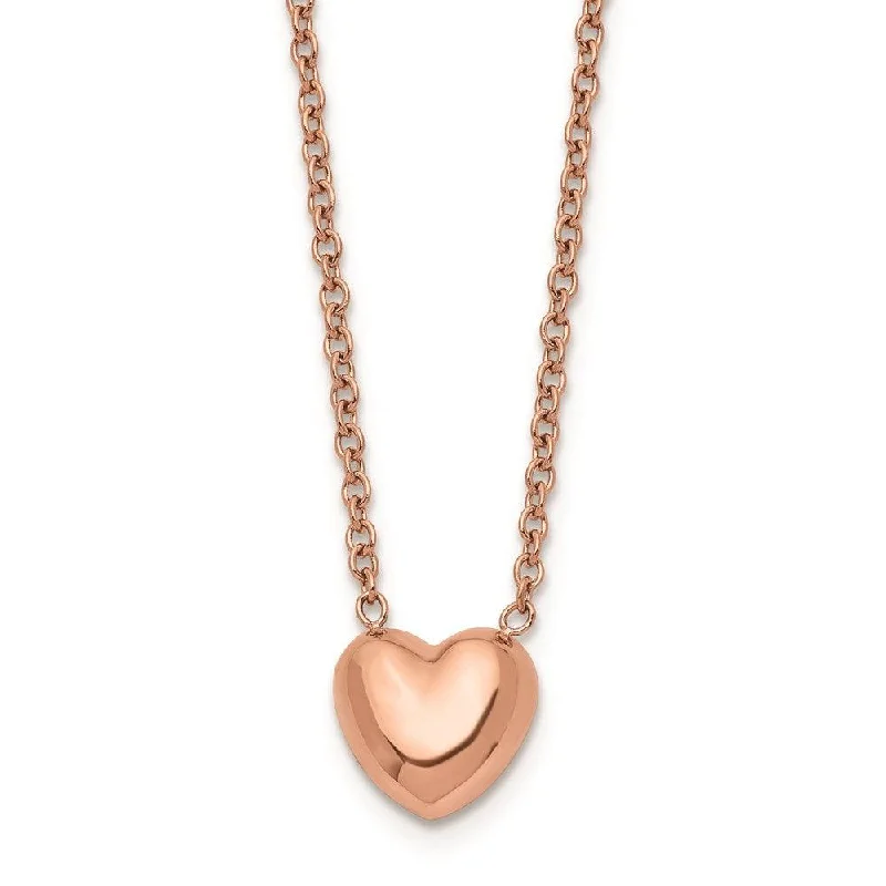 Best necklaces and pendants with floral designs for a feminine and elegant feel-Stainless Steel Polished Pink IP-plated Heart Necklace