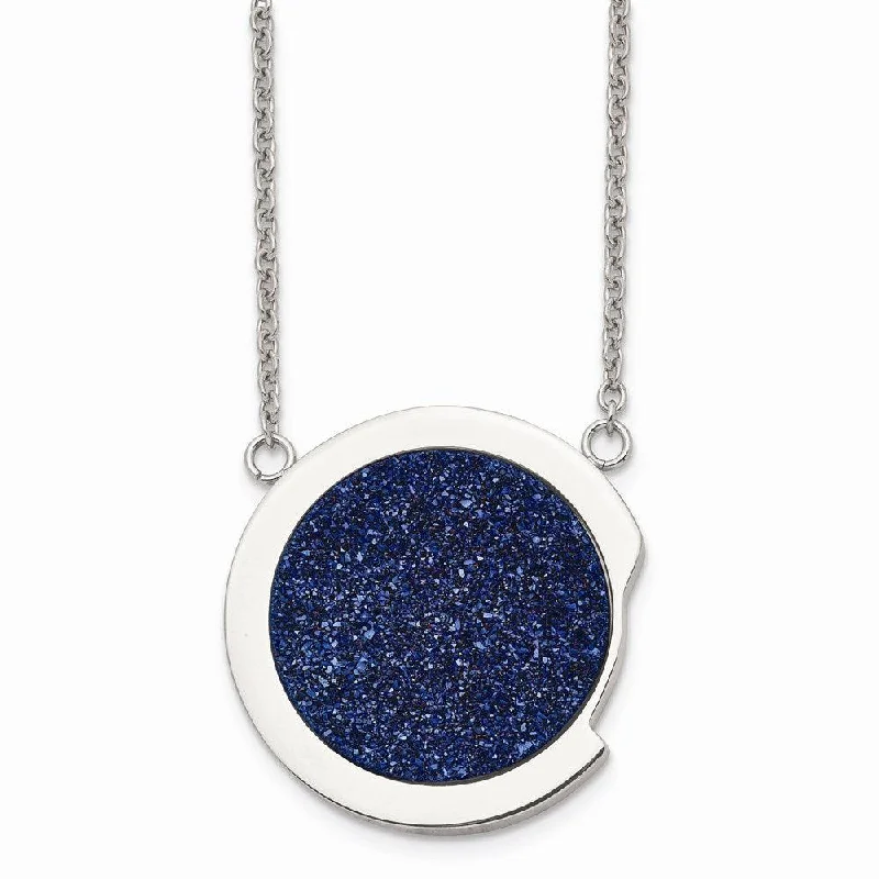 Best necklaces and pendants with heart-shaped designs for a romantic look-Stainless Steel Polished with Blue Druzy Stone Necklace