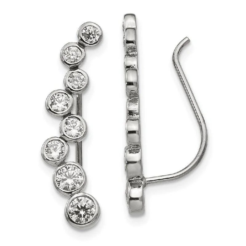 Best necklaces and pendants with oval pendants for a classic, elegant shape-Stainless Steel Polished with CZ Ear Climbers