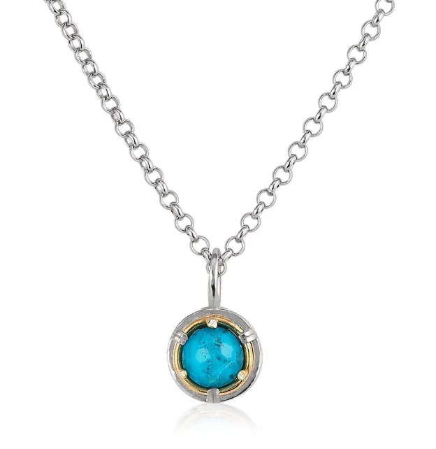 Necklaces and pendants with infinity love symbols for an eternal, romantic gesture-Sterling Silver 18K Vermeil 6mm Round Chrysocolla/ Quartz Doublet Necklace