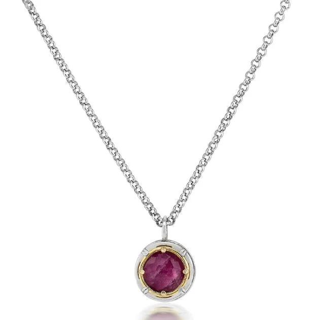 Best necklaces and pendants with butterfly pendants for a delicate, light style-Sterling Silver 18Y Vermeil Round 8mm Ruby Doublet Necklace