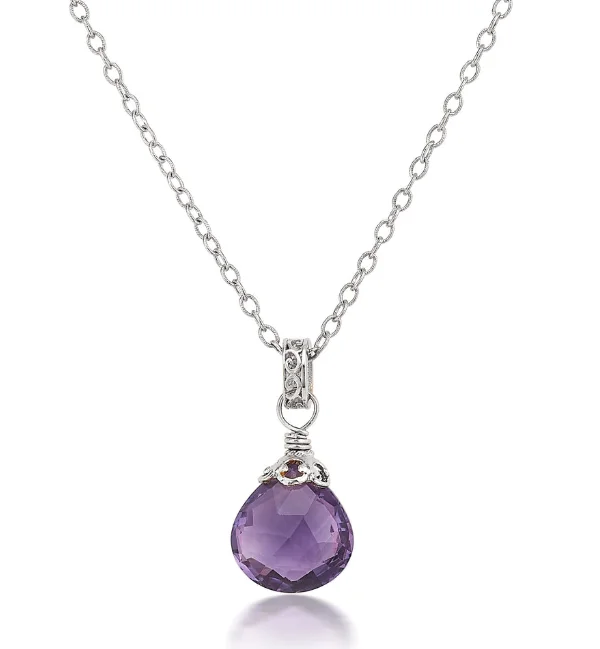 Best necklaces and pendants with infinity hearts for a romantic, eternal symbol-Sterling Silver Amethyst Briolette Drop Necklace