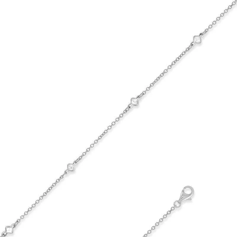 Best necklaces and pendants with adjustable chains for a customizable fit-Sterling Silver Anklet with 5 Cubic Zirconia's